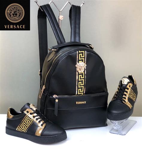 versace backpack black|Versace backpack gift set.